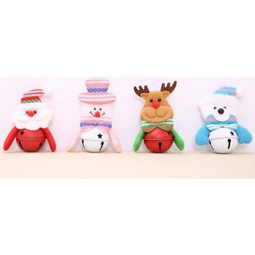 Creative Bells Christmas Hanging Ornaments Cute Santa Claus Snowman Elk Bear Christmas Craft Bell Christmas Tree Decorations
