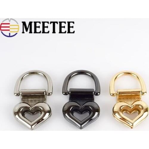 Meetee 4pcs /10pcs 19mm Metal Bag Side Buckles Heart O D Ring Hanger Pull Clip Hook DIY Handbag Strap Clasp Part Accessories