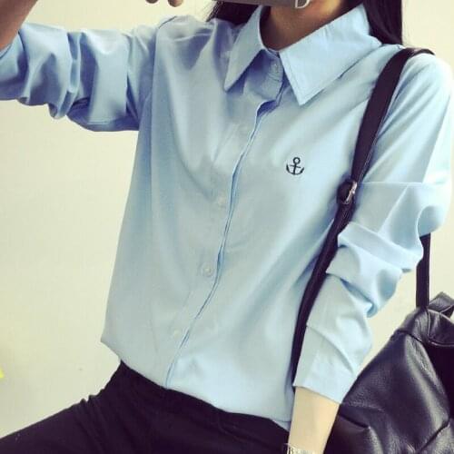 Institute Of Sweet Spring Wind Embroidered Collar Long Sleeve Shirt Leisure Render Unlined Upper Garment To Coat