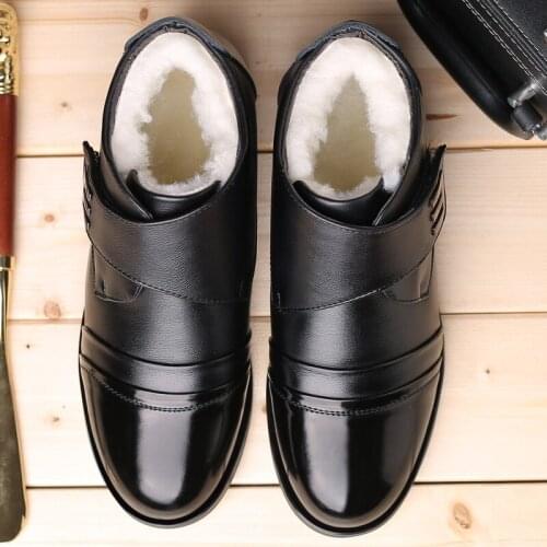 Winter high shoes plus velvet mens shoes winter warm mens cotton shoes mens leather business casual shoes cotton shoes 2019