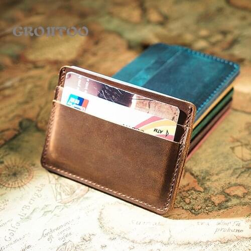 GROJITOO New Simple Crazy Horse leather mens casual cowhide wallet card holder first layer cowhide genuine leather wallet