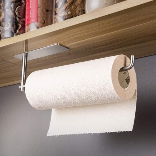 New Hot Fashion Self-adhesive Tissue Roll Holder Portable Paper Towel Rack for Kitchen Bathroom Silver 2021 Hot