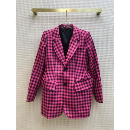 New Ladies High 2021 Quality Fashion Long Sleeve Lapel Houndstooth Jacket 0116