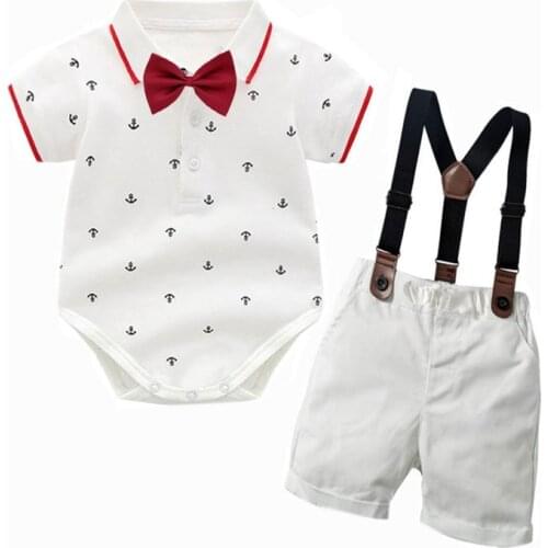 Baby Boy Gentleman Wedding Party Toddler 0-18 Months Kids Boy Clothing Lovely First Baptism Clothing Sumemer Newborn Clothes Set