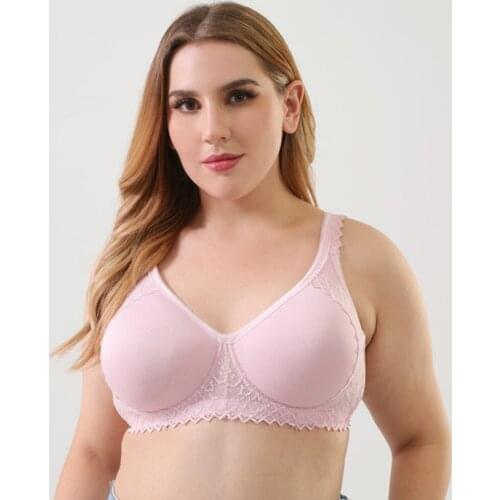 Full Coverage Underwire Plus Size Womens T- Shirt Bra With Lace Tirm Minimizer Bras For Women 85F 90C 95E 100C 105B 110C