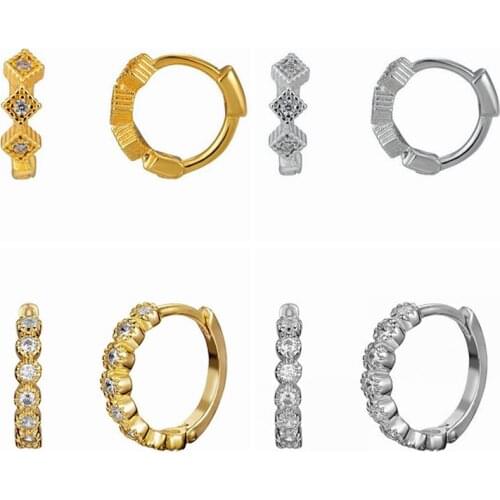 925 Silver Ear Buckle Prevent Allergy Hoop Earring for Women Gold Silver CZ Huggie Crystal Earrings Fashion Females Jewelry Gift