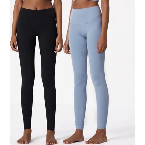 Nude Double-sided Brocade Buttocks Show Thin Fitness Female Full Length Leggings Gym V023