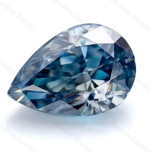 Best Quality Bouron Jewelry 8*5.5mm Crushed Ice Pear Vivid Blue Loose Moissanite VVS1 GRA Wholesale 9.25 Mohs Gemstone Available