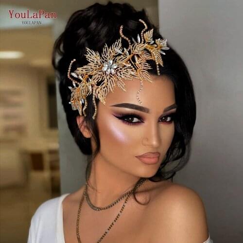 YouLaPan HP380 Alloy Flower Headband Wedding Hair Accessories Rhinestone Bridal Headwear Hair Jewelry Head Piece Wedding Tiara