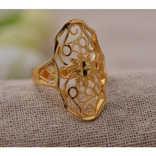 Dubai Ethiopia Women Ring Jewelry Gold Color Rings Arab Jewelry Africa India/Ethiopian/Nigerian Mama Wife Best Gifts