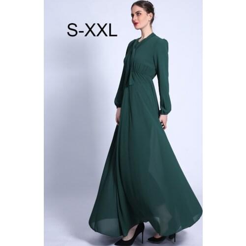 2021 Womens Dress Robe Muslim Moslem Muslem Vintage Long Summer Boho Abaya Dress Large Plus Size Islam De Mode Femm Chiffon