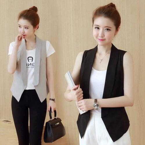 Summer V-Neck Vest Women Thin Waistcoat Single Breasted Sleeveless Blazer Feminino Short Slim Veste Femme Tide Plus Size 2XL