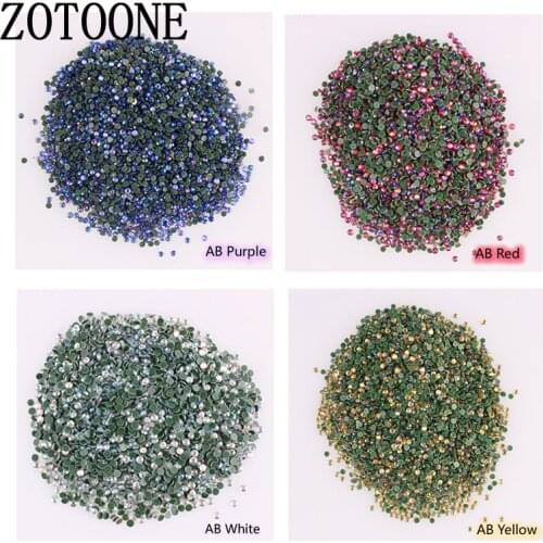 ZOTOONE 1440Pcs/Pack Gold Flat Back AB Rhinestone 2-3MM SS6-SS12 Crystal 3D Nail Crystal DIY Shiny Diamond Sequin Nail Sparkly C