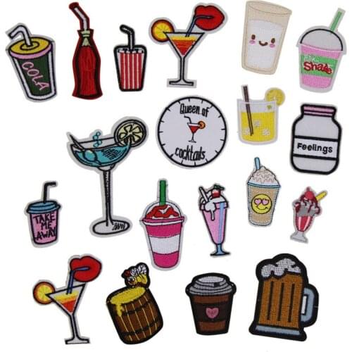 1 pcs milk drinks juice embroidered iron on patches cloth accessories New arrival popular clothing bag hat Patches Appliques