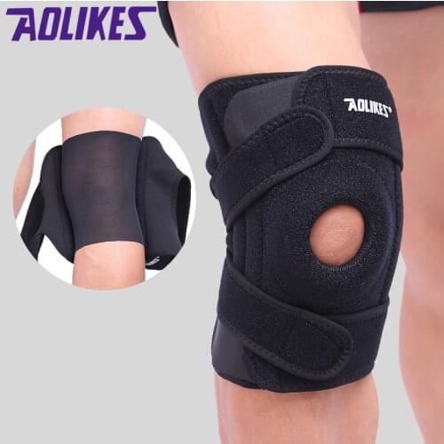 1pc Outdoor Sport Fitness Knee Pads Spring Support Patella Guards Gym Protector Silicone Antislip Shock Absorption For Men Women