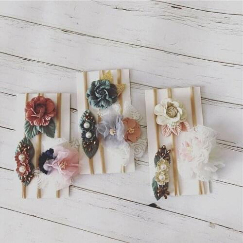 3pcs Kids Girls Newborn Baby Flower Headband Hair Band Toddler Infant Accessories Headwear Party Princess Lovely Cute Gifts New