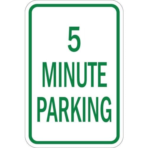 5 Minute Parking Poster Funny Art Decor Vintage Aluminum Retro Metal Tin Sign