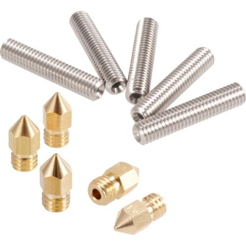 5pcs 30MM Length Extruder and 1.75mm Tube 0.4mm Brass Extruder Nozzle Print Heads for Anet A8 MK8 Makerbot Reprap 3D Printer