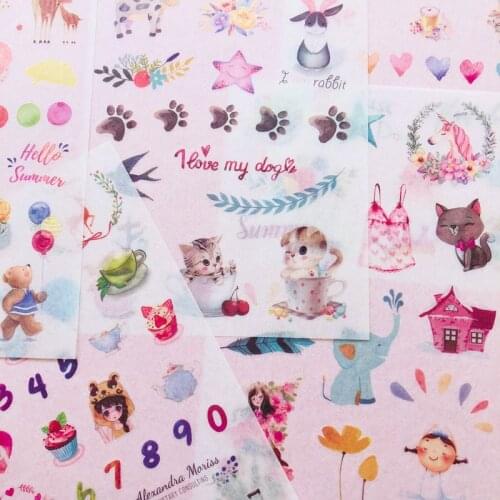 6 Sheets Cat Fantasy Dreamland Bullet Decorative Adhesive Stickers Stick Label