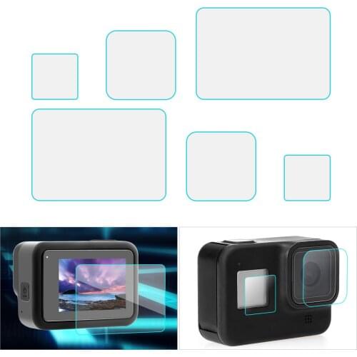 6pcs/set Ultra-clear Screen Protector Tempered Glass Screen Film Compatible for GoPro Hero 8 Camera