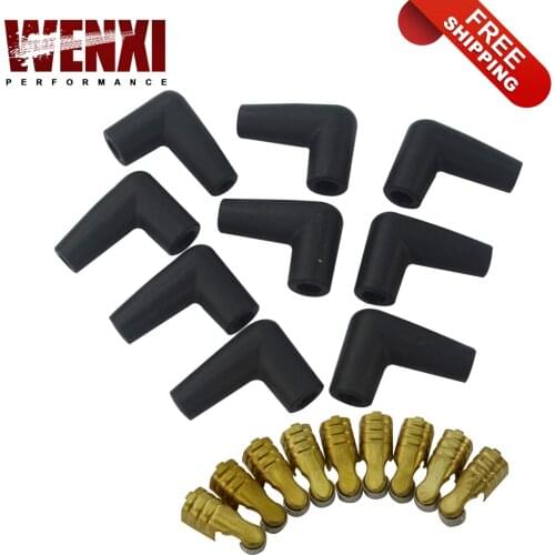 9 pcs / set HEI style distributor caps Spark Plug Wire Male Rubber Boots Terminals Ends Connector set WX-SSC03