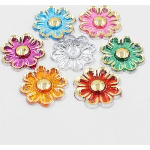 Free Shipping 50pcs/Lot 20mm SunFlower Design Acrylic Rhinestone Flat Back Rhinestones,Acrylic Sewing Rhinestones