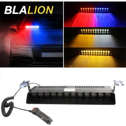 12V Car Truck Emergency Flasher Windshield Strobe Warning Lamp Day Running Flash Led Police Light 12 LED Strobe Light Yellow Red