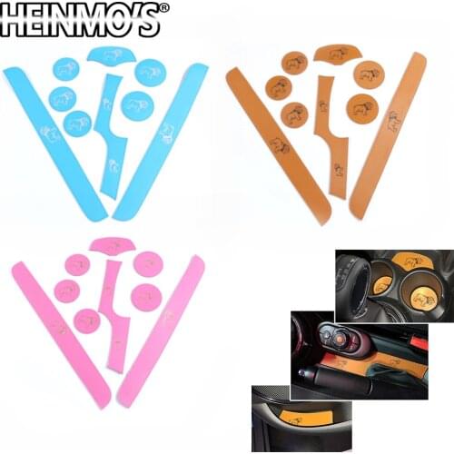 Car Decor Styling Side Door Cup Holder Coaster Mats Sticker Bulldog For Mini Cooper JCW F56 Car Interior Decoration Stickers