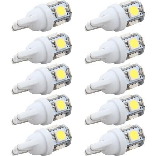 10pcs LED White Car Side Wedge Tail Light Lamp DC 12v T10 5050 Super White 194 168 w5w T10 Led Parking Bulb Auto Wedge Lamp