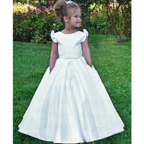 White flower girl dress First Communion Baptism Special occasion Baby Toddler Birthday Princess Wedding girls dress