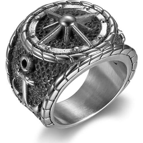 Free Shipping Rudder Anchor Ring 316L Stainless Steel Spade Skull Ring Band Party Navy Anchor Ring Jewelry