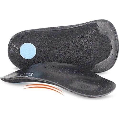Black Leather Orthotic Insoles Men And Women Invisible Non-slip Half Size Shoe Pad Relief Feet Pain Arch Support Accessories