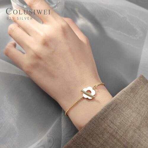 Colusiwei Genuine100% 925 Sterling Silver Minimalist Beads Tiny Balls Bracelet for Women Geometric Flower OT Bangle Fine Jewelry
