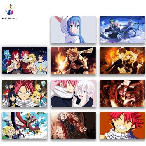 DIY colorings pictures by numbers with colors Fairy Tail Fire Dragon Slayer picture drawing painting by numbers framed Home
