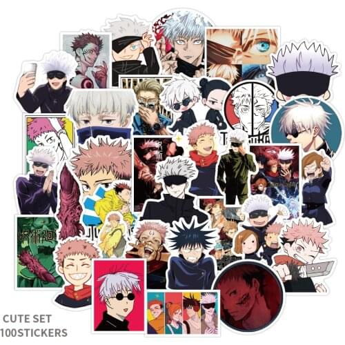 100Pcs/Bag Anime Jujutsu Kaisen Action Figure Itadori Yuji Waterproof Sticker Notebook Suitcase Guitar Skateboard Cup Decor M45