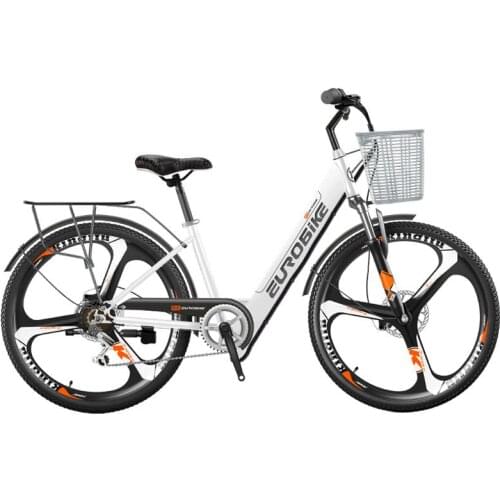 Electric Bicycle For Women 26 Inch 250W 36V Two Wheels Electric Bicycles Portable Smart Electric City Bike Adults With Basket