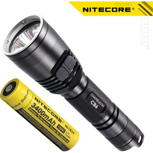 Discount Nitecore CB6 Flashlight + 3400mAh NL1834 Rechargeable Battery CREE LED Outdoor Camping Hunting Search Waterproof Torch