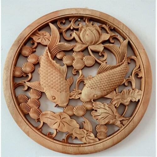 Chinese Handmade Sculpture Lotus Flowers Double Fishes Animal Statue Bring Wealth And Good Luck