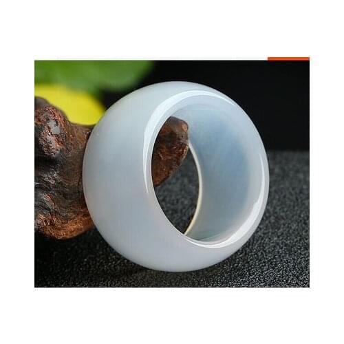 Natural crystal chalcedony rings men women jewelry lucky stone black gemstone jade finger ring brand chanukah