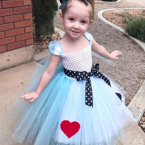 Cosplay Halloween Skirt Kids Girls Costumes Lolita Dress Clothing Tutu Performance Queen of Hearts Stage Net yarn SanlaiER112