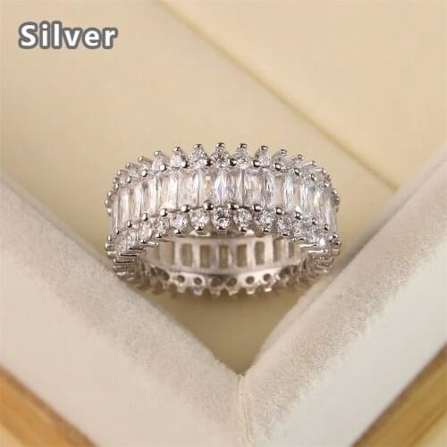 Best-selling Europe and the United States fashion luxury s925 pure silver ring ms drill zircon crystal jewelry gifts