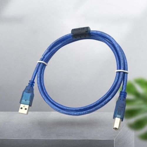 Copper Creative 1.5m Copper USB 2.0 A to B Male Typer Data Cable Transparent Blue USB Cord Convenient for Office