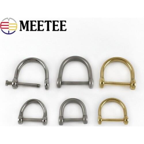Meetee 5pcs 13/17mm Brass Stainless Steel D Ring Hook Screw Removable KeyChain Ring Hang Buckle DIY Chain Hook Clasp Accessories