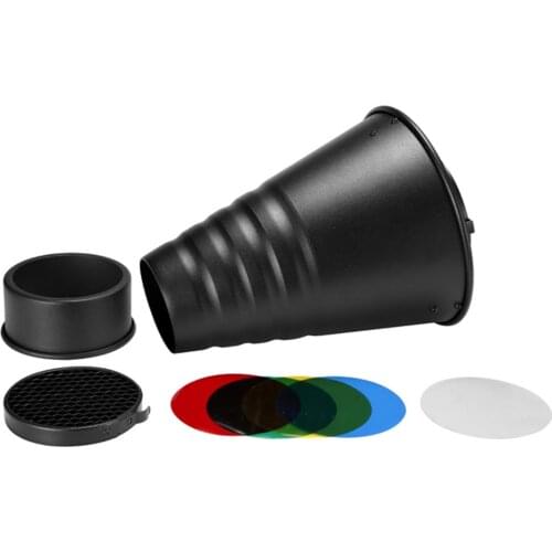 Meking Studio Flash MK Conical Snoot Light Control Snoot-MK(B) for Bowens mount with Gel Filter Color