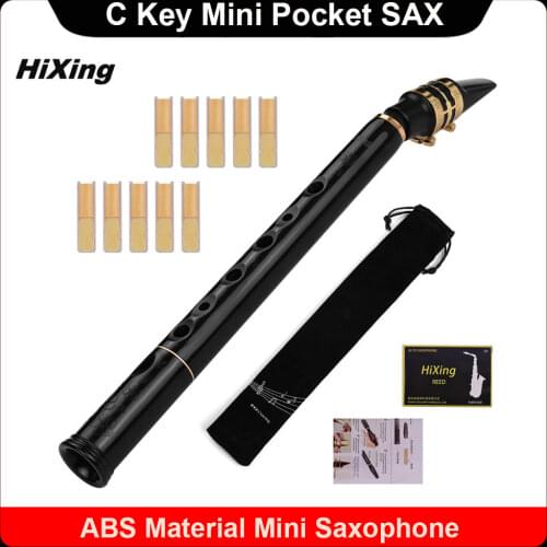HiXing C Key Mini Pocket Saxophone Sax ABS Material with Mouthpieces 10pcs Reeds Carrying Bag Woodwind Instrument