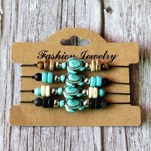 Fashion Friendship Bracelets Handmade stone Beaded tortoise pendant Bohemian Charm Bracelets