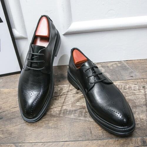 New mens shoes PU leather lace up fashion trend high quality leisure classic popular Oxford Shoes zapatillas hombre zapatos E44