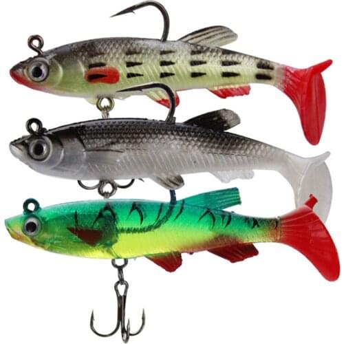 1pcs 14g/80mm Soft Fishing Lures Silicone Lead Head Fish Lifelike Wobbler Worm Shad Bait Bass Carp jigging Fishing Tackle