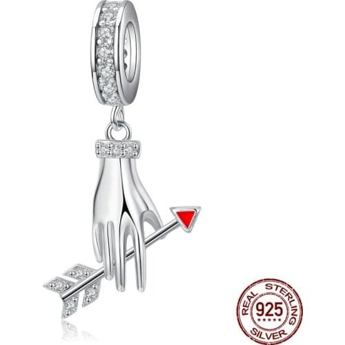 Genuine 925 sterling silver love arrow necklace pendant fit bracelet charm for girls fashion jewelry beads Pandora gift making