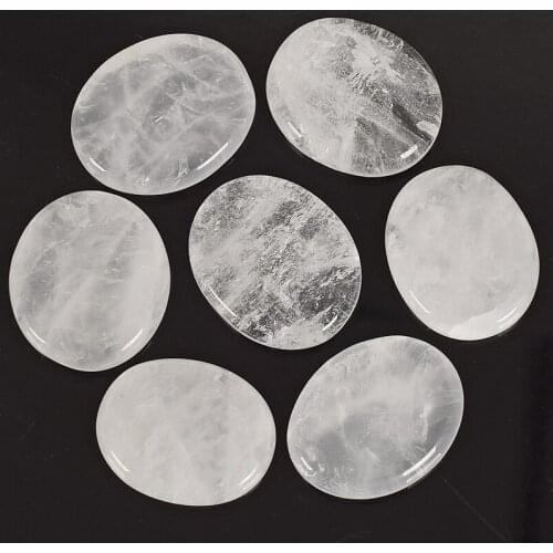 Natural Handmade Clear rock Quartz Palm Stone Massage Worry Stone and Mineral Crystal Reiki Healing Chakra Health Care